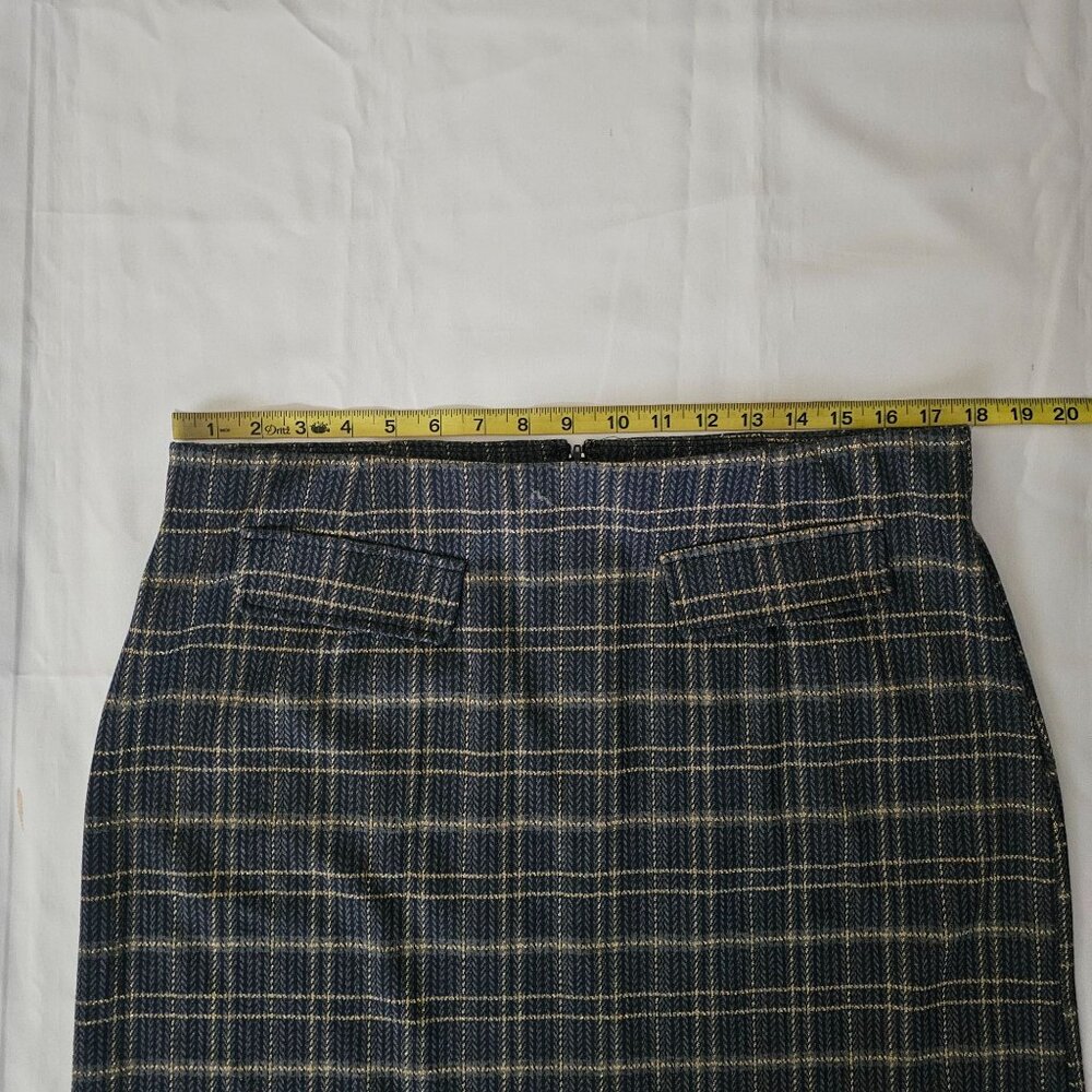 Modcloth Women's Navy Blue Silver Lining Plaid Faux Pocket Mini Skirt XL/TG‎ NWT - Picture 11 of 13